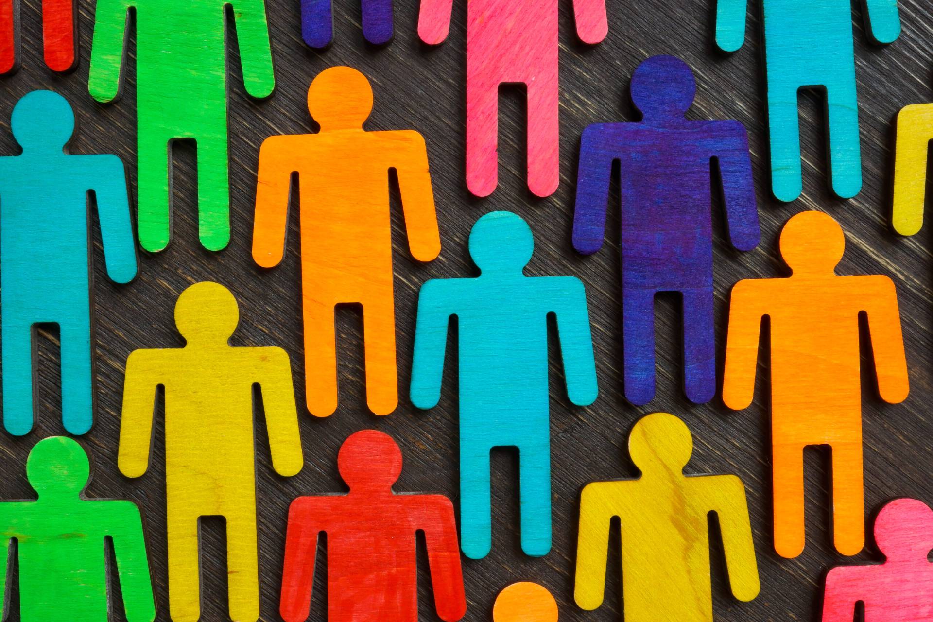Male shaped pictogram figures in many different colors.