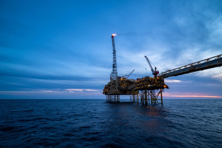 Offshore oil platform in the north sea.