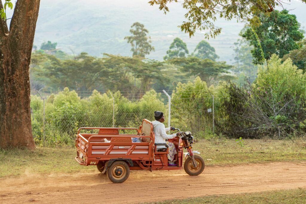 Woman on mobility bike