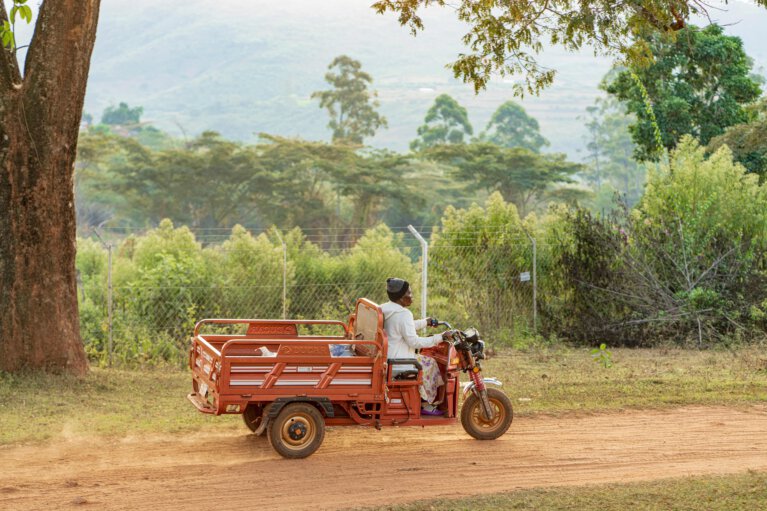 Woman on mobility bike