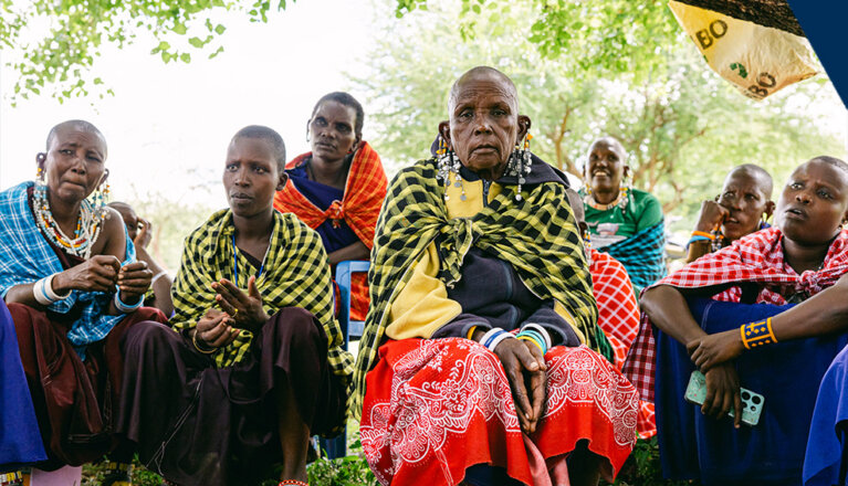 Community members in Esilalei Village, holding a meeting regarding land rights in Monduli district. Arusha Tanzania.