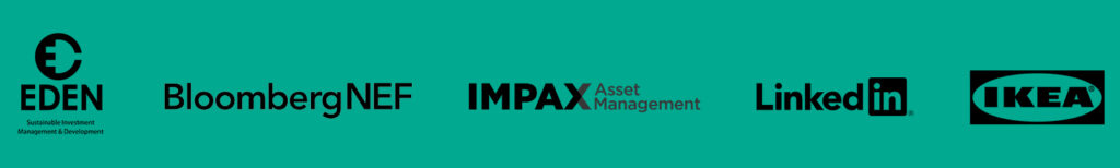 Logos of Eden, Bloomberg NEF, Impax Asset Management, Linkedin and Ikea