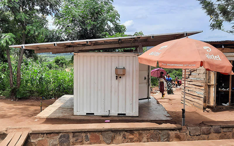 Off Grid Box - an all-in-one system using solar energy to purify water and distribute clean energy.