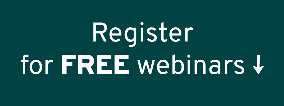 Text reads: 'Register for FREE webinars'